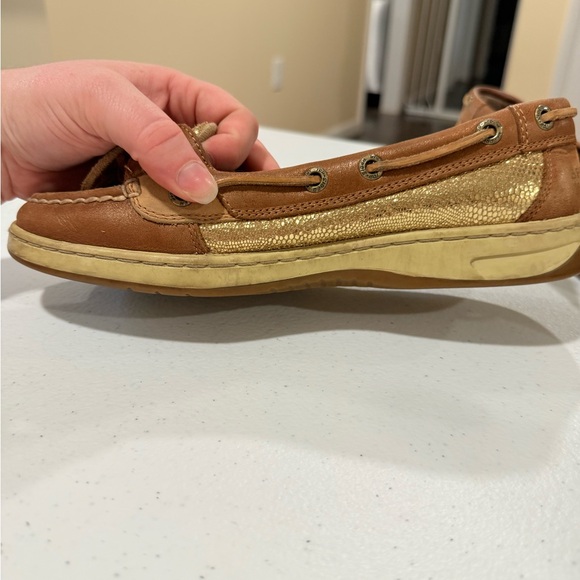 Sperry Topsider Brown and Gold Boat Shoes - Picture 10 of 14